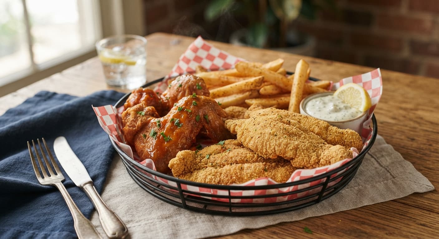 2 Pieces Jumbo Wings 1 Catfish Basket